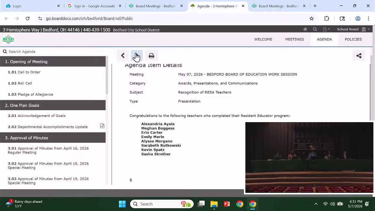 Bedford Board approves consent agenda, service agreements and purchase orders