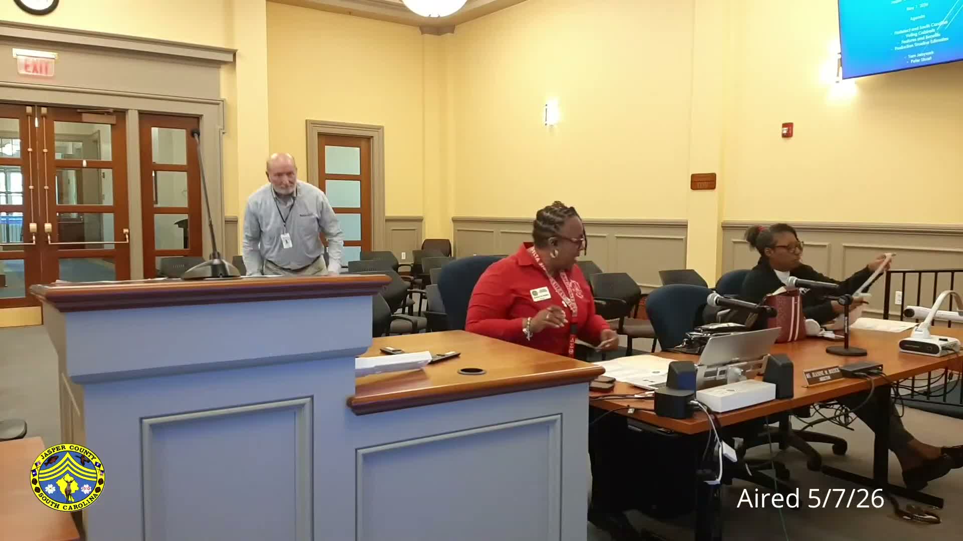 Jasper County election office reviews demonstration of secure voting-cabinet ahead of June primary