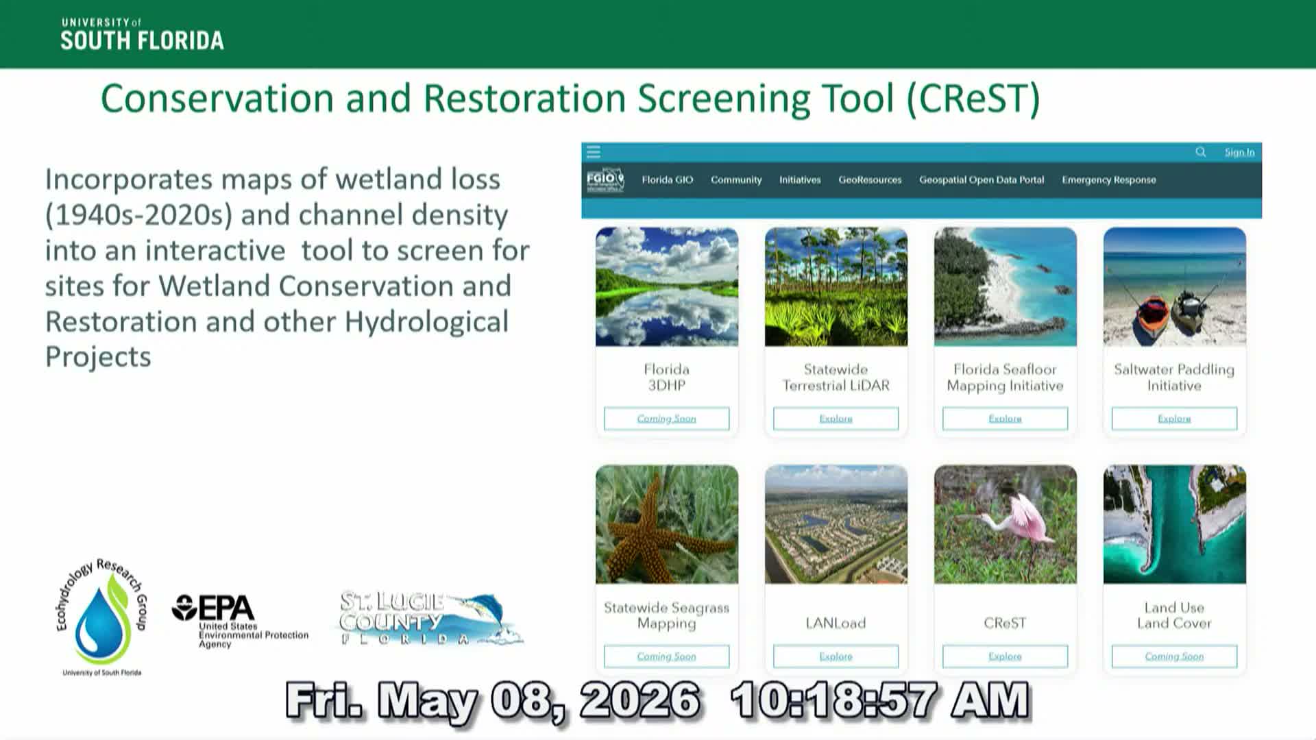 USF researchers demo CREST tool and warn of large historical wetland losses