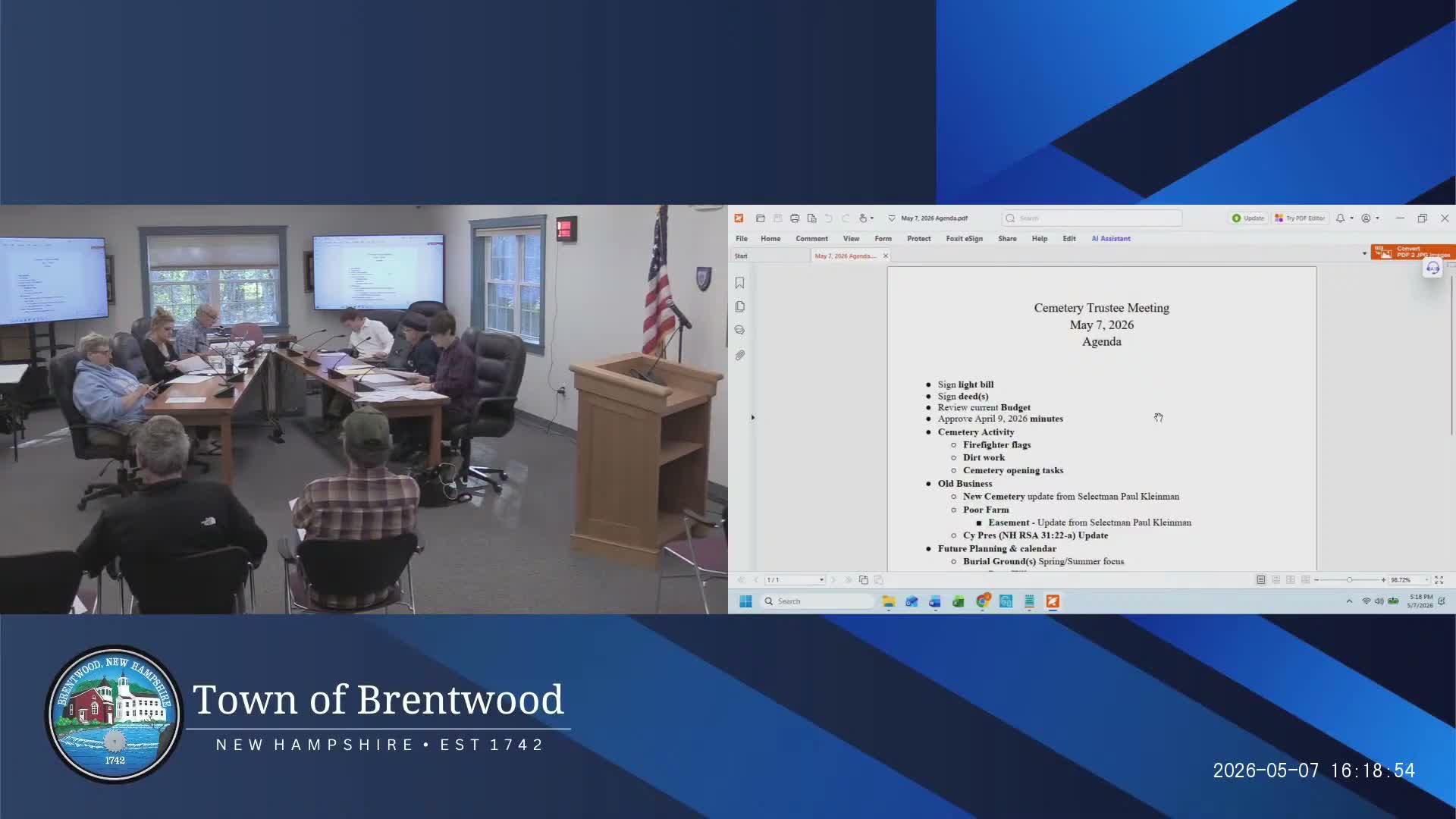 Trustees approve easement to secure access to Poor Farm cemetery