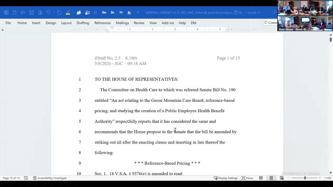 House Health Care committee reviews revised reference-based pricing bill, schedules 1 p.m. vote