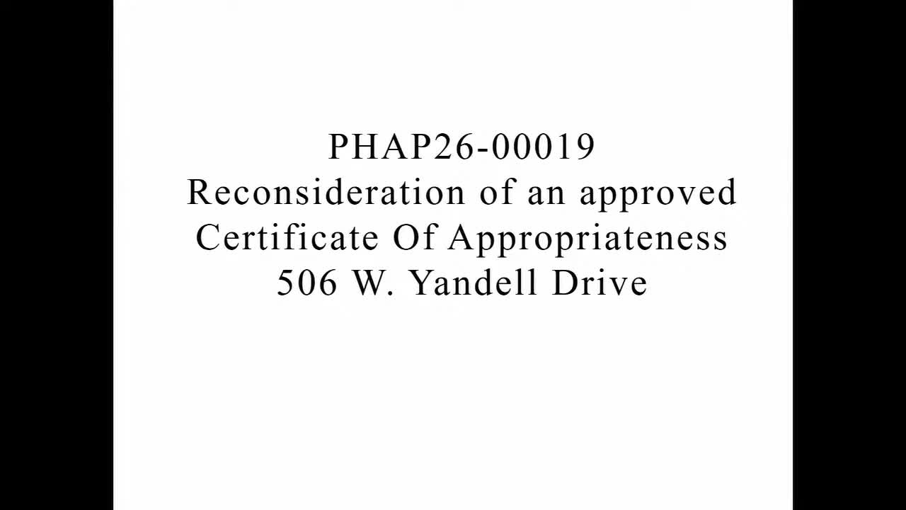 Historic Landmark Commission tables request to use alternate metal roof at 506 W. Yandell, asks for renderings and samples