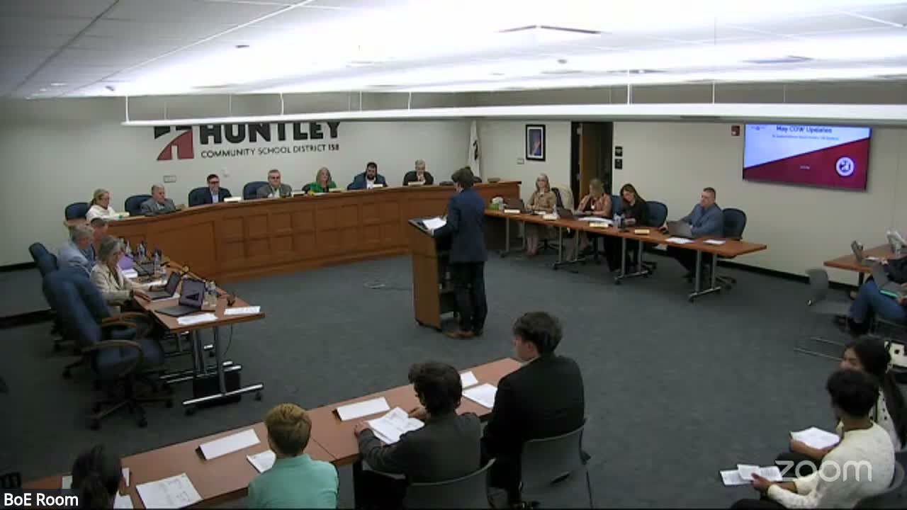 Student advisory committee showcases classroom engagement strategies to Huntley 158 board