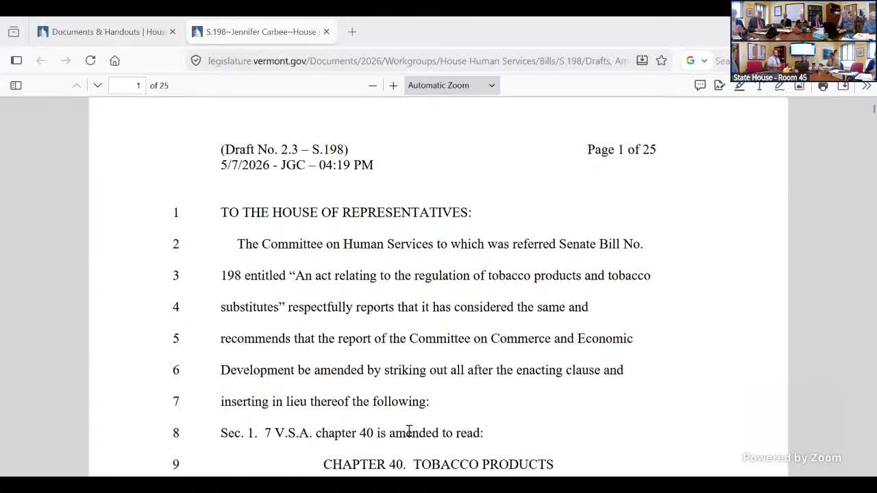 Ways & Means hears overview of S.198 to revise tobacco substitute rules, shift wholesale licensing and raise fees