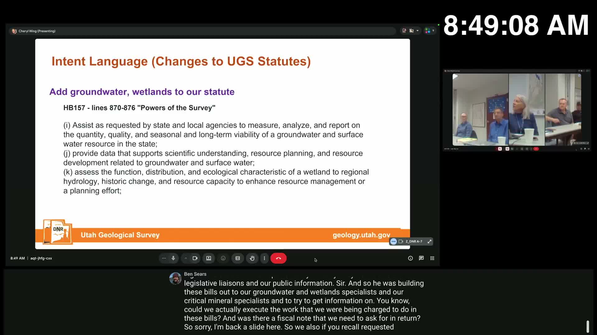 UGS board to add groundwater seat after legislative changes; board discusses recruiting industrial-minerals or geothermal representative