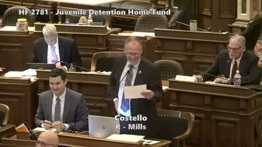 Senate passes House File 2781 to change juvenile detention home funding; 34-9