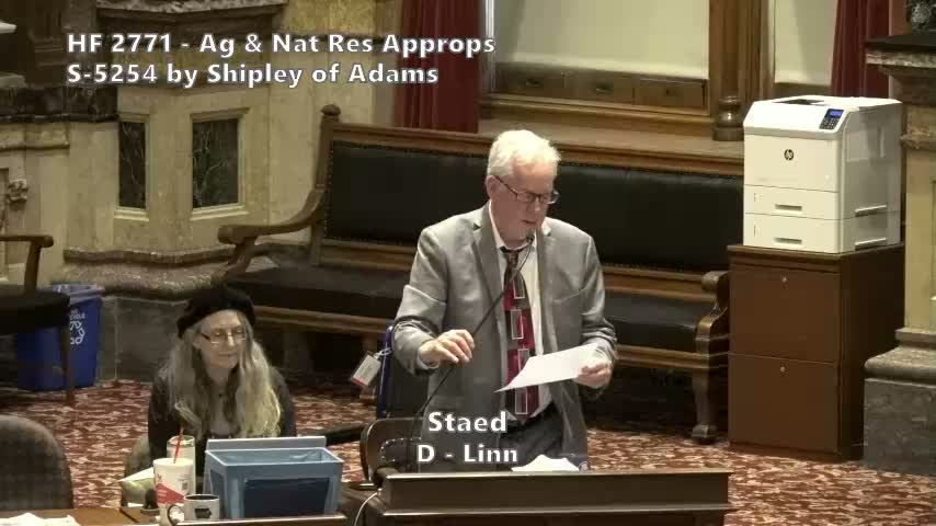 Senate adopts amendments and passes House File 2771, agriculture and natural resources budget bill