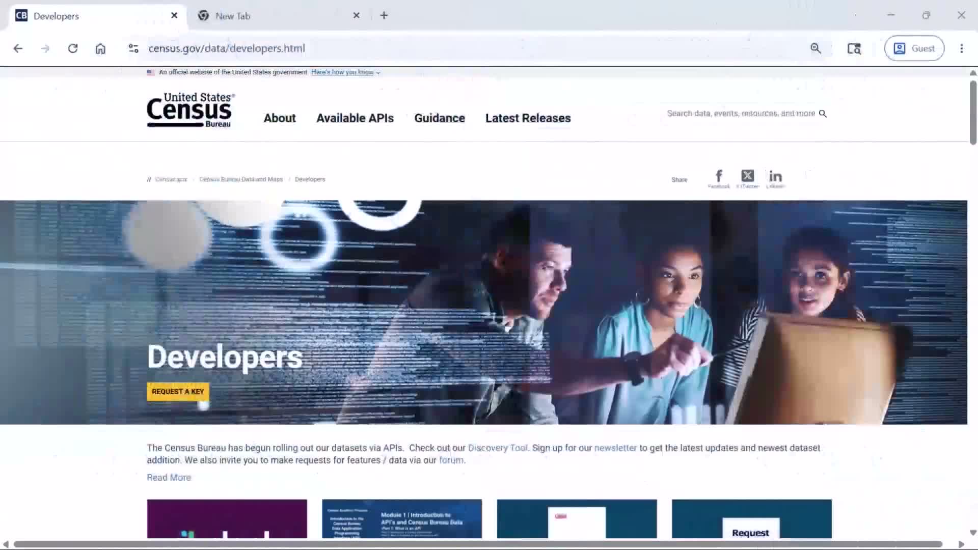 U.S. Census Bureau requires API key for all Census Data API requests; approved email domains needed to activate