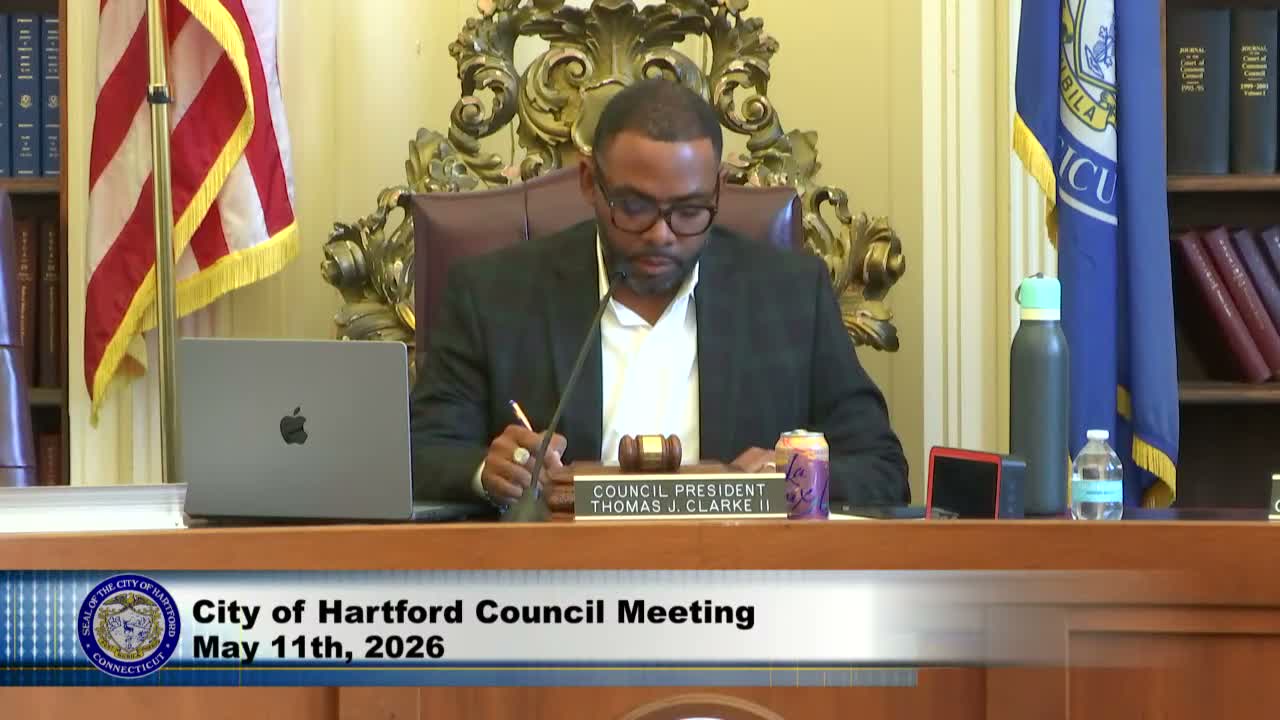 Hartford City Council approves consent calendar, redirects funds to Blue Hills Recreation Center and accepts $20,000 youth flag‑football grant