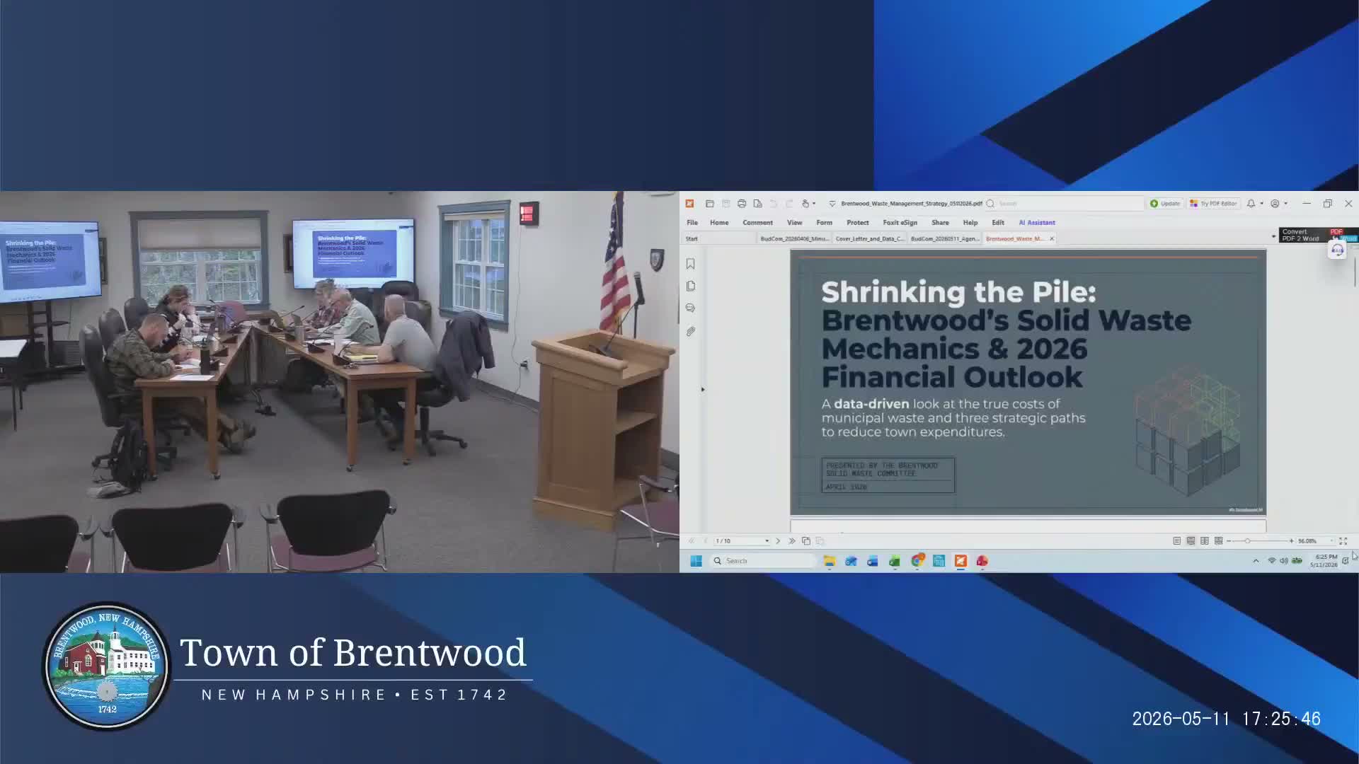Brentwood budget committee hears that town spent nearly $1M on trash and recycling in 2025; officials weigh compost, PAYT and transfer-station options
