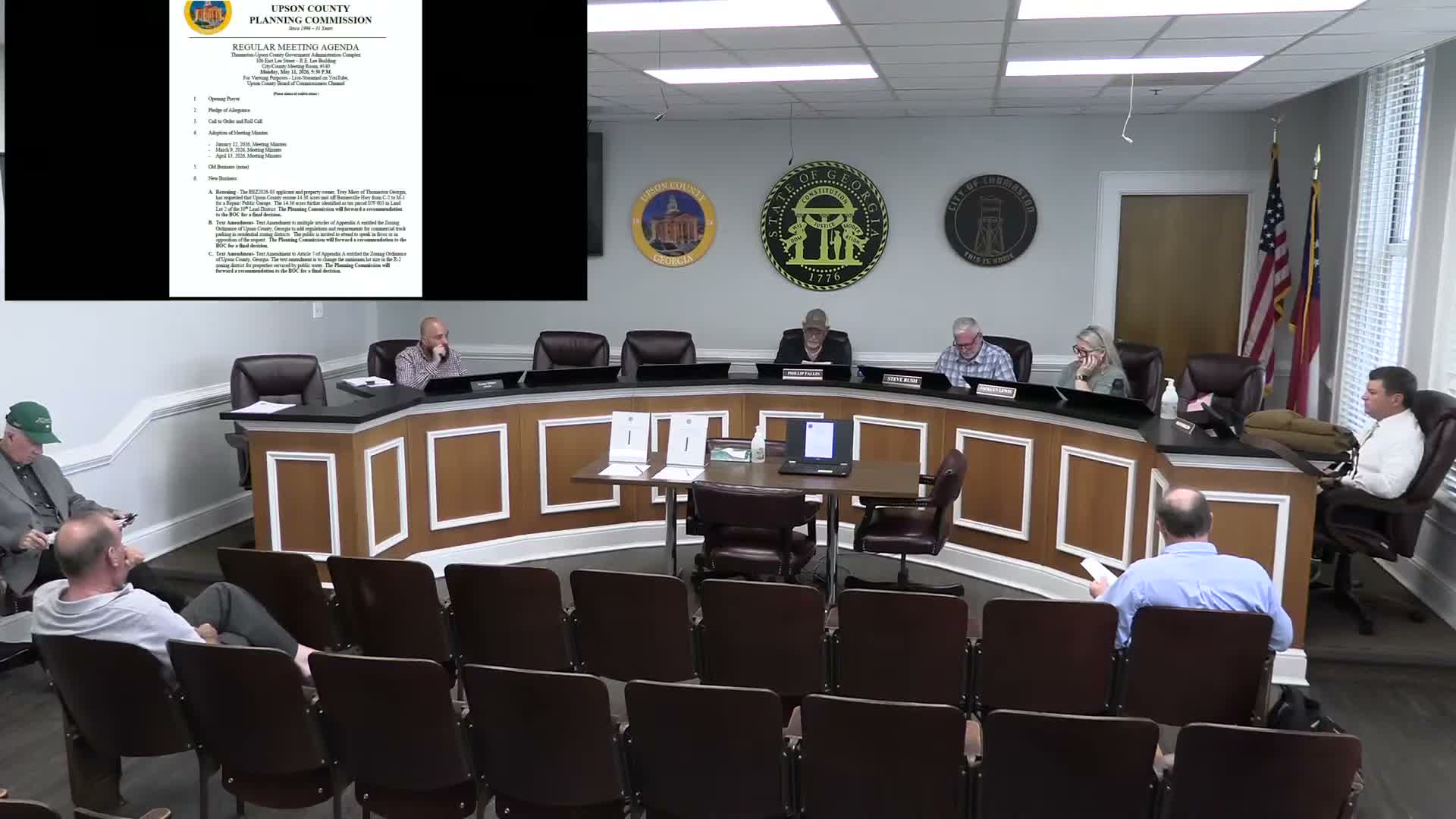 Upson County planning commission debates broad zoning text amendments, postpones two items into consolidated package