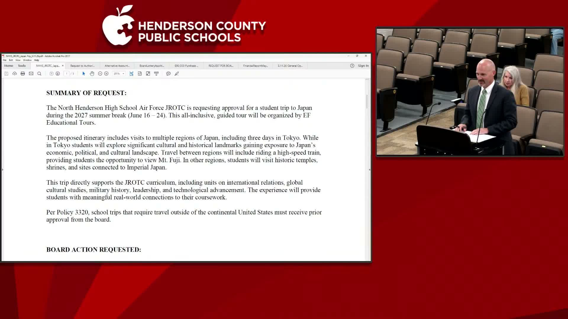 Board approves North Henderson JROTC trip to Japan in June 2027