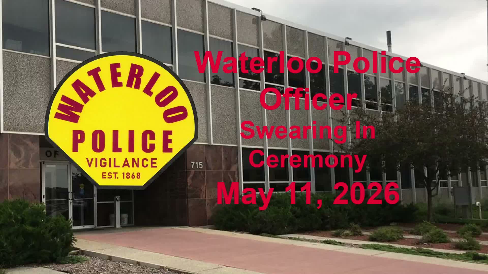 Waterloo swears in K9 "Draco" and three new police officers