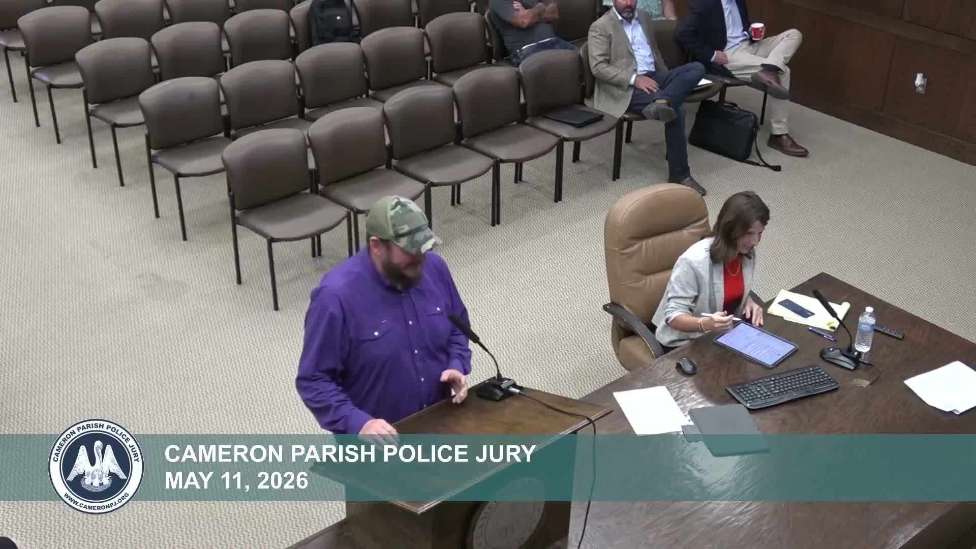 Resident James Hyde urges Cameron Parish jury to press for transparency on coastal-use permits and public records