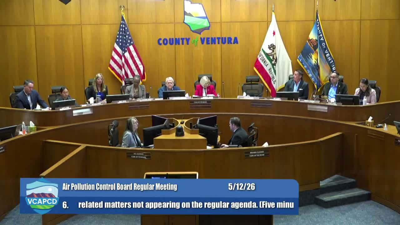 Ventura County APCD executive officer reports roughly $4 million for local grants; board receives vacancy notice and moves to closed session