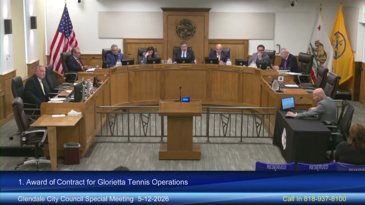 Glendale council approves five-year Glorietta tennis contract after debate over dual bids and evaluation details