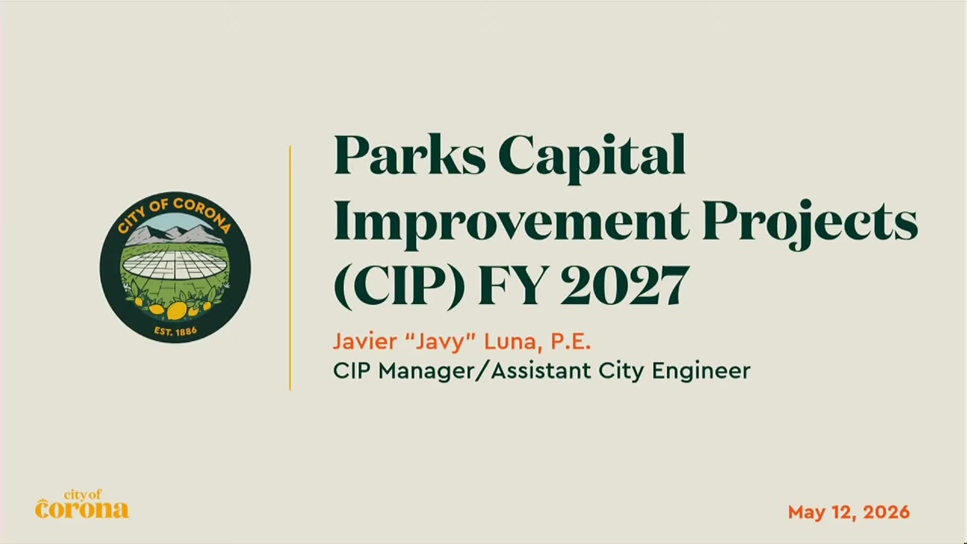 City review of parks capital plan: $1.7M in new requests, $20.2M starting FY27 budget
