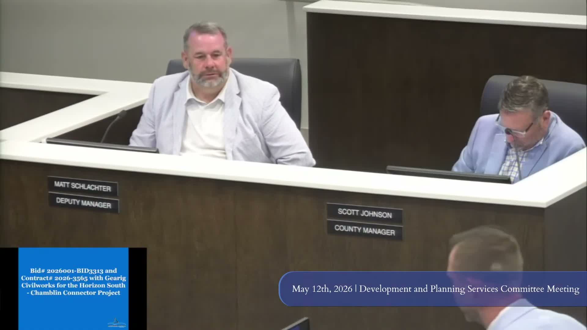 Committee reviews negotiated $14.99 million contract for Horizon South Chamberlain Connector; moves item to consent