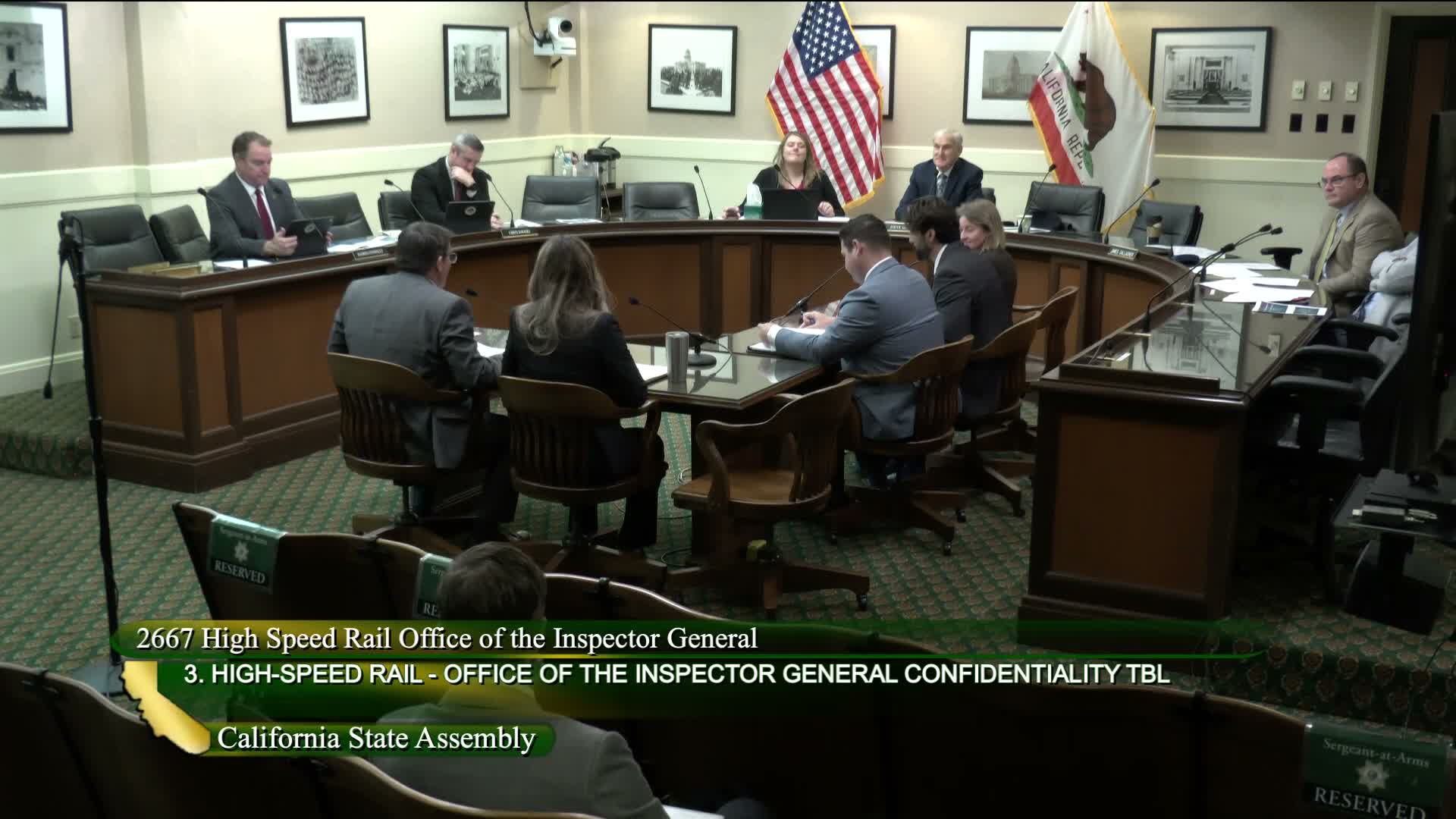 Inspector general urges law changes to expand reporting and authority over High-Speed Rail; lawmakers debate confidentiality rules