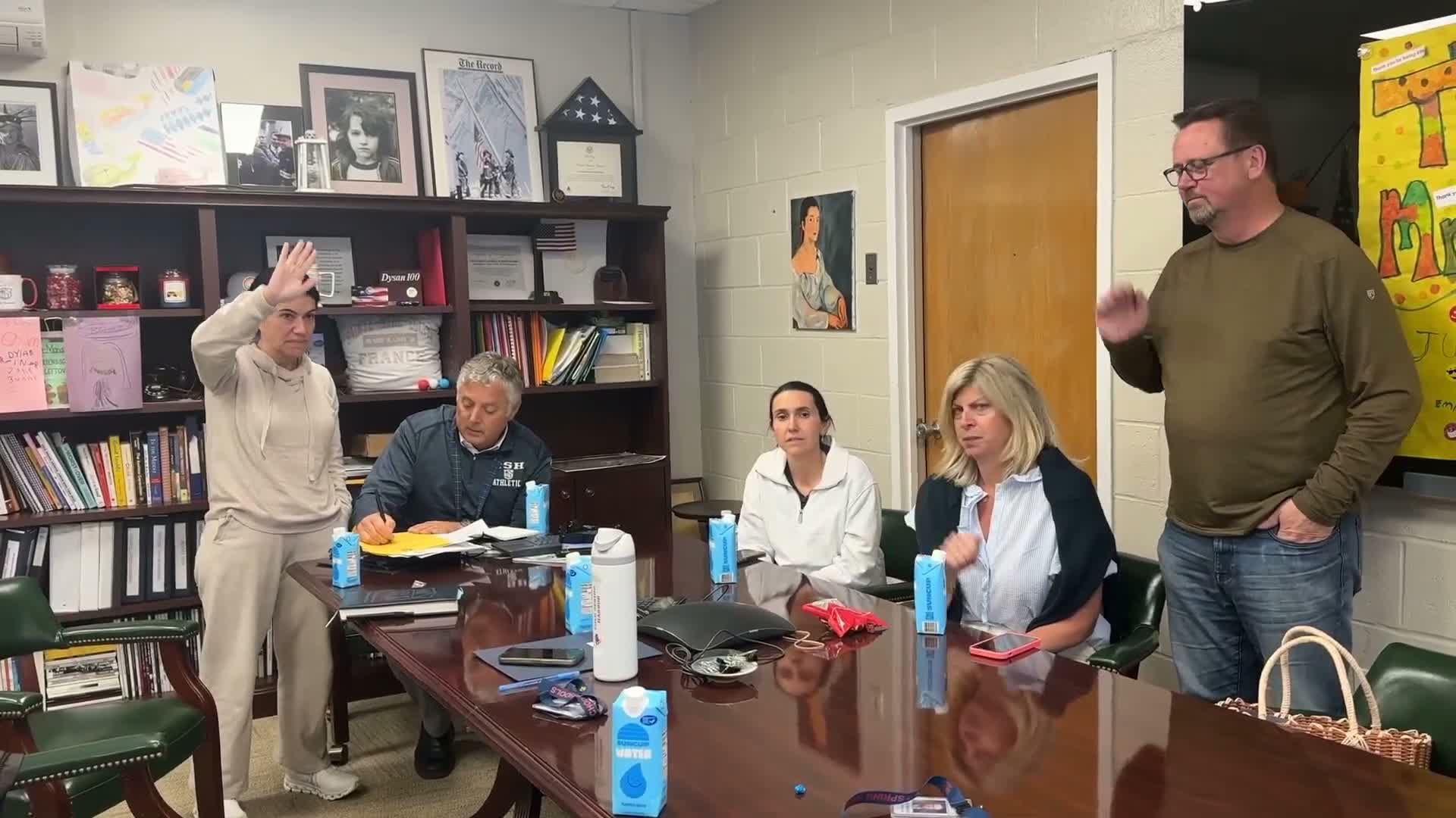 Chair moves board into executive session for personnel and legal matters; board returns with no action