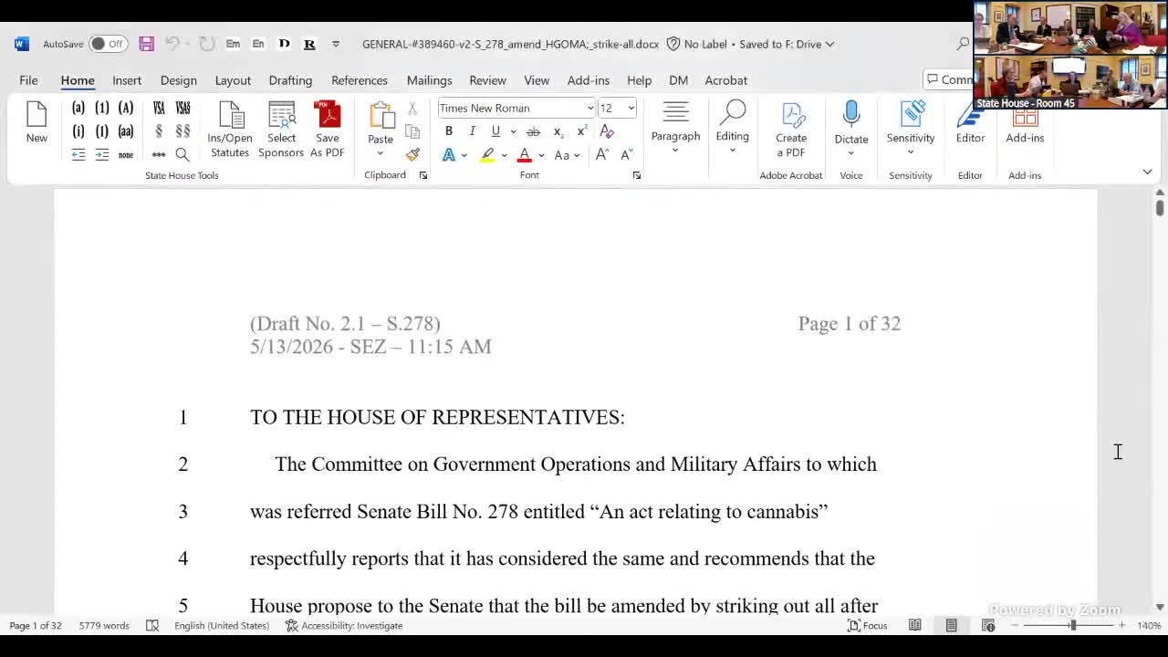 Committee reviews wide-ranging cannabis bill, flags fee contingency and tenant-use limits