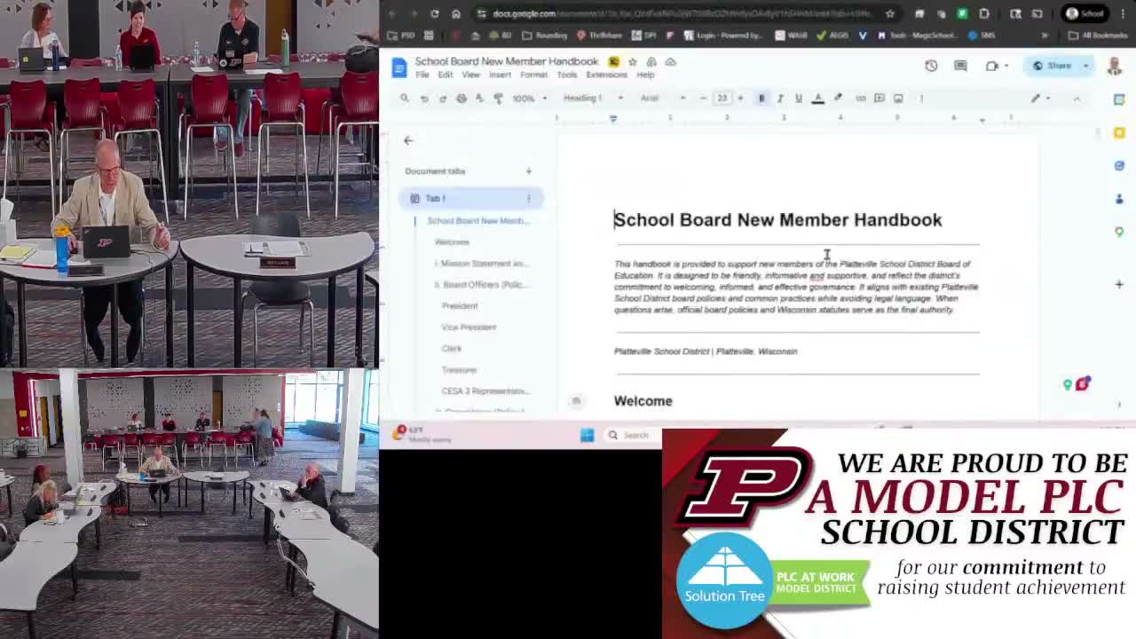 Program committee reviews school board new-member handbook, recommends mentor onboarding