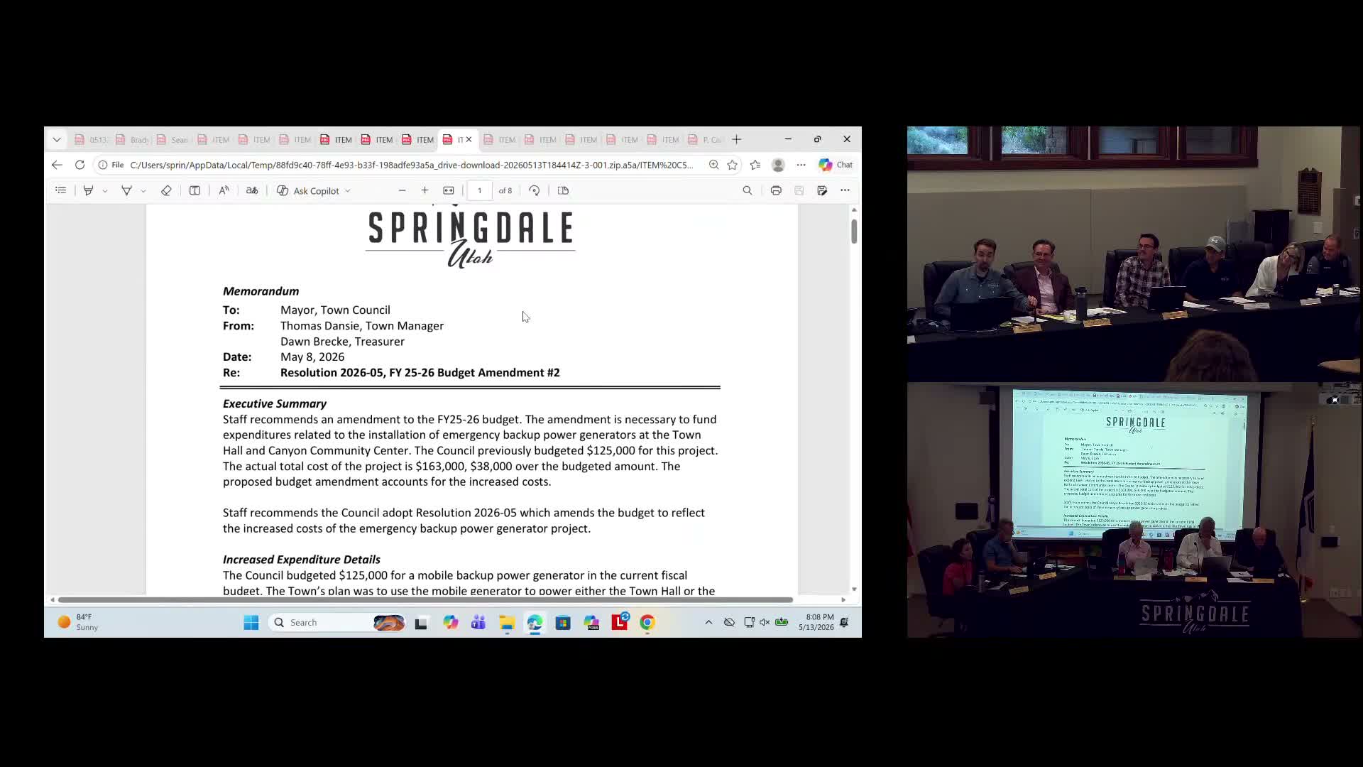 Springdale council approves budget adjustments, tentative FY2026‑27 budget and several funding actions including $15,000 for Z Arts