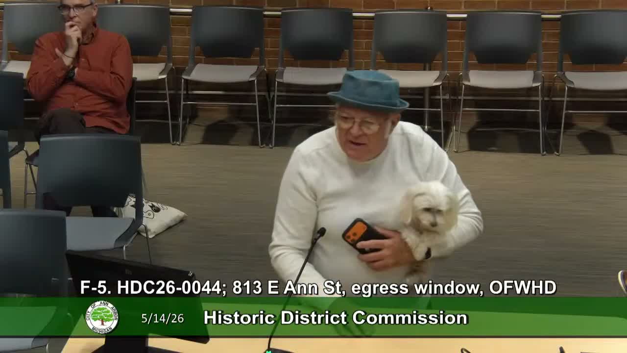 Commission approves front‑corner basement egress window at 813 East Ann Street