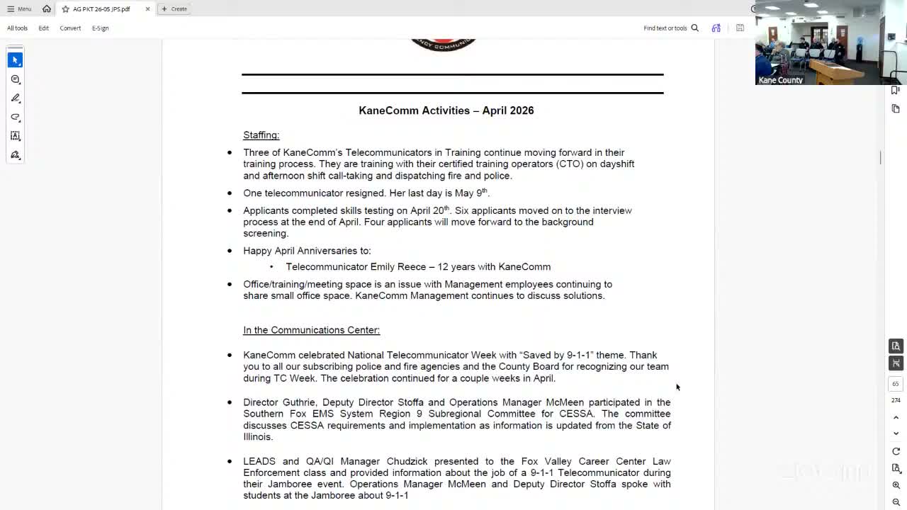 Committee approves continuation of temporary telecommunicator contract with GetRescue 911