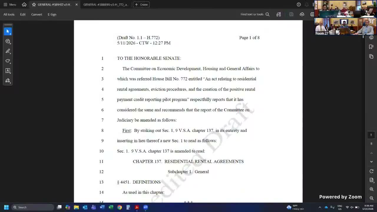Committee narrows rental‑agreement rewrite, keeps bifurcation and 90‑day transition for protected tenants
