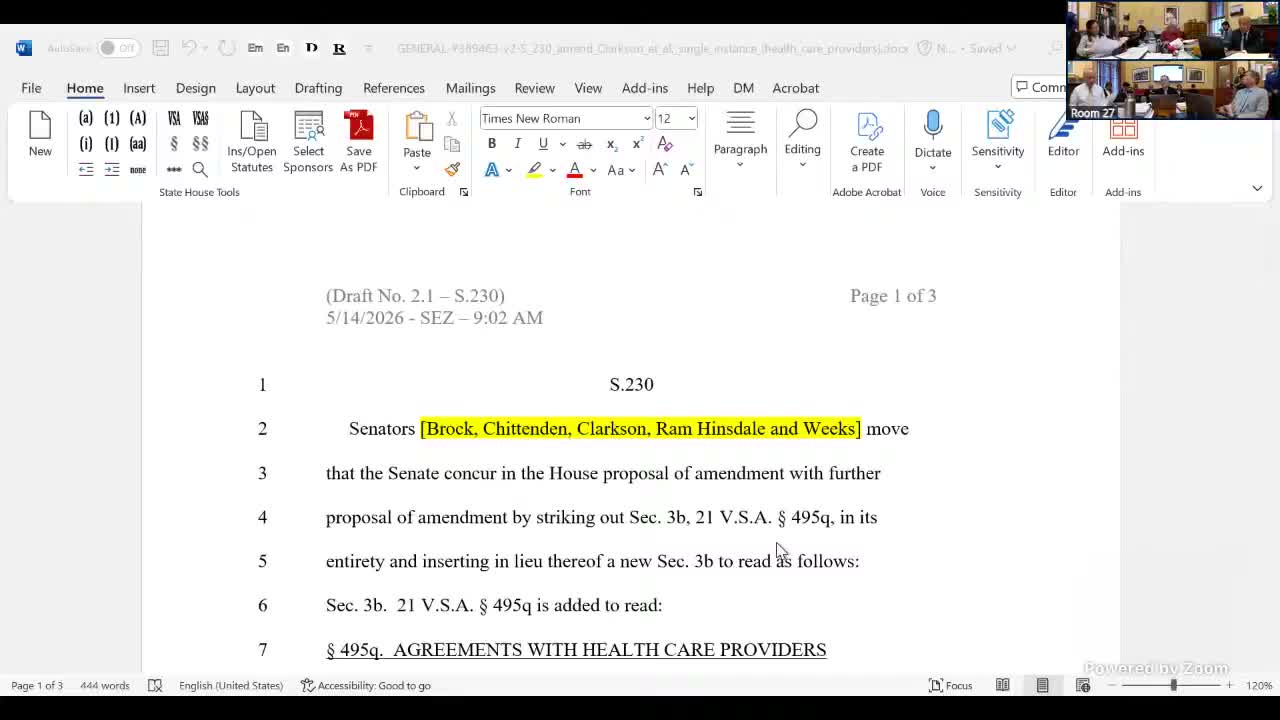 Committee advances S.230 amendments to protect health‑care workers’ ability to speak