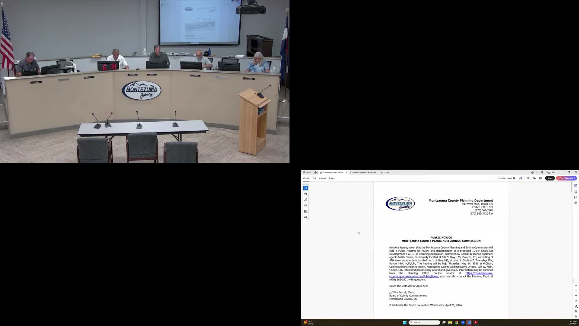 Panel recommends 10‑acre lot and rezoning near Dolores, with CDOT access conditions