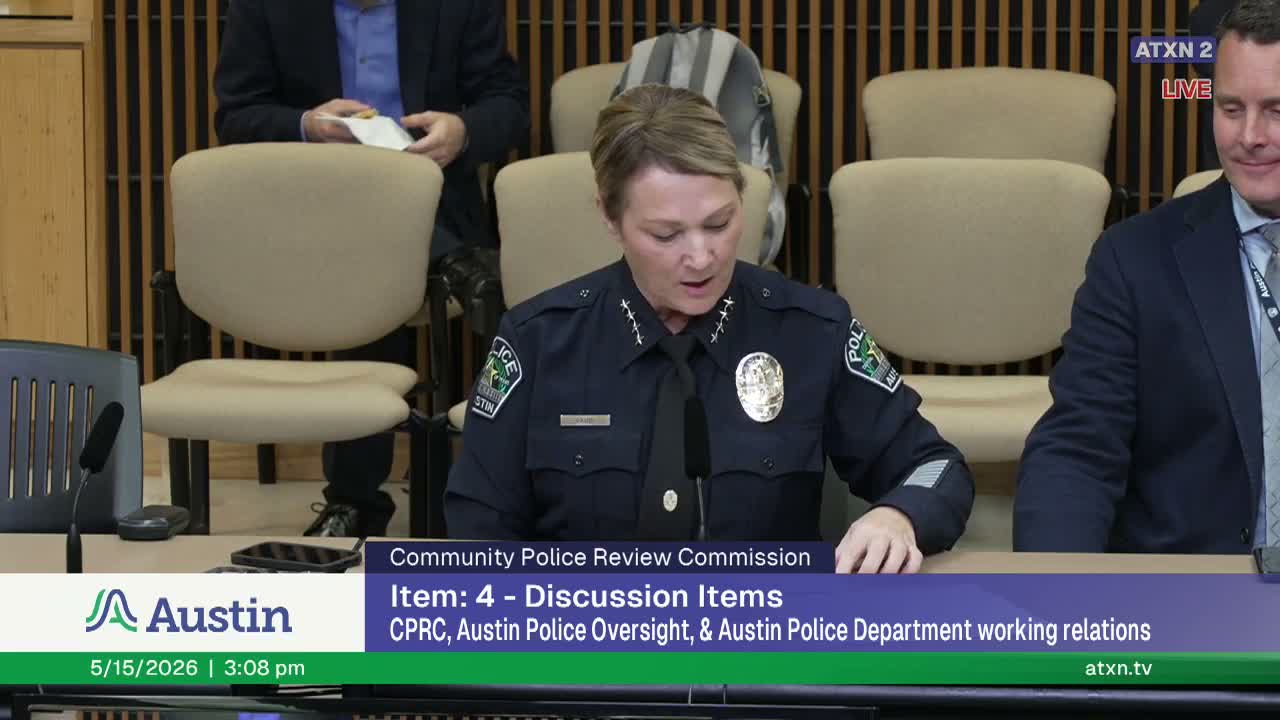 Austin Police Chief Lisa Davis tells CPRC she supports transparency, outlines training and discipline timelines
