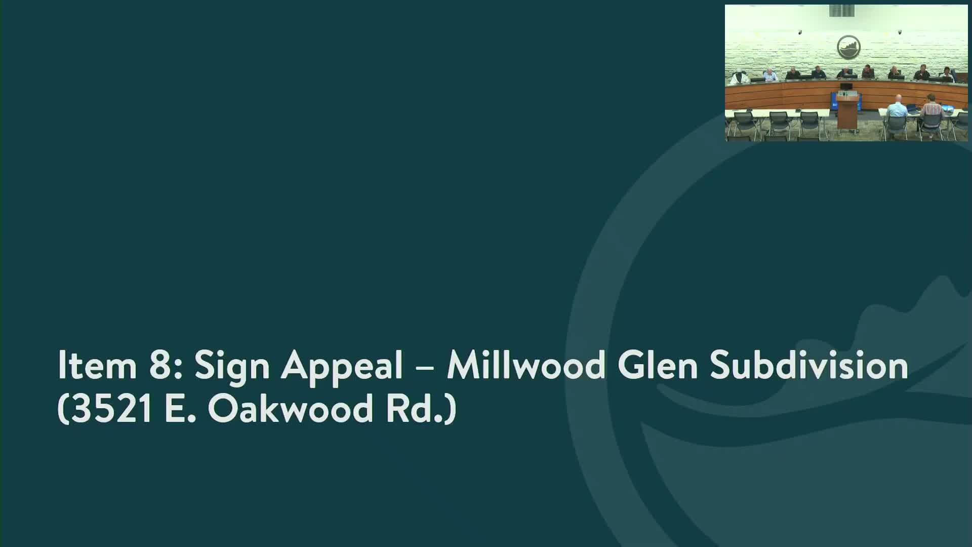 Commission grants sign appeal for Millwood Glen subdivision with time and maintenance conditions