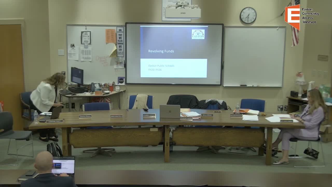 Finance update: Easton Public Schools reviews $2.7M in revolving funds and flags narrow FY27 net school spending margin