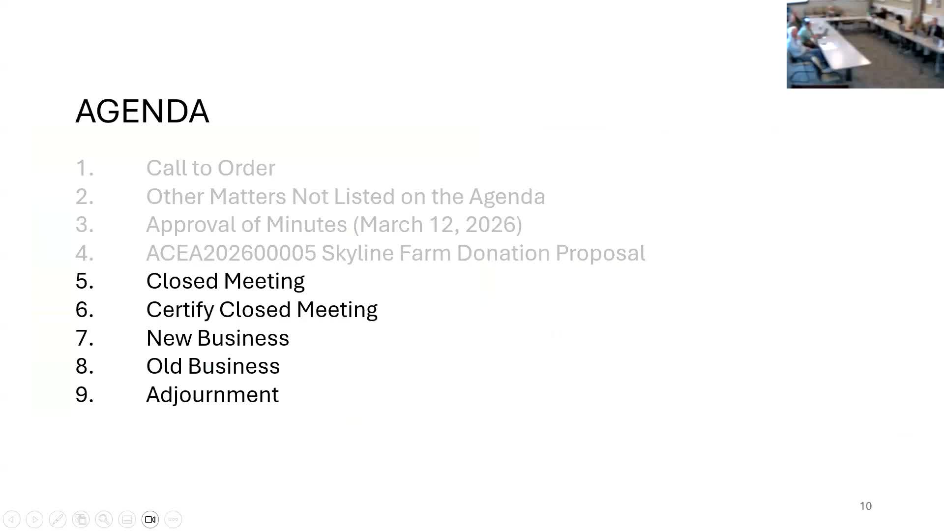 Authority votes to convene closed meeting for legal advice on easement language